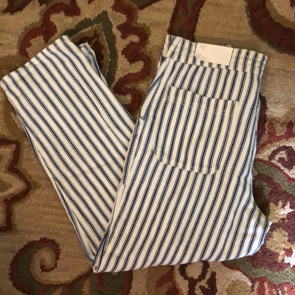 AMERICAN EAGLE OUTFITTERS Size 14 High Rise Taper Pant Classic Nautical $69 NEW